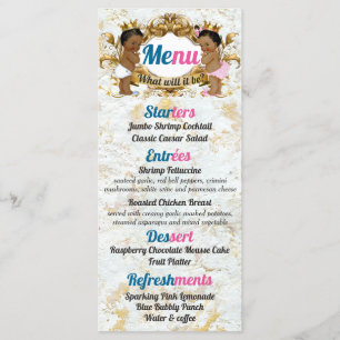 Elegant Pink Blue African Gender Revevela Menu Pho