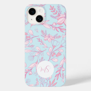 Elegant Pink Blue Floral Apple Samsung Phone Case