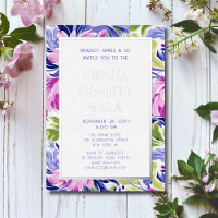 Elegant Pink Blue Floral Charity Event Gala Party