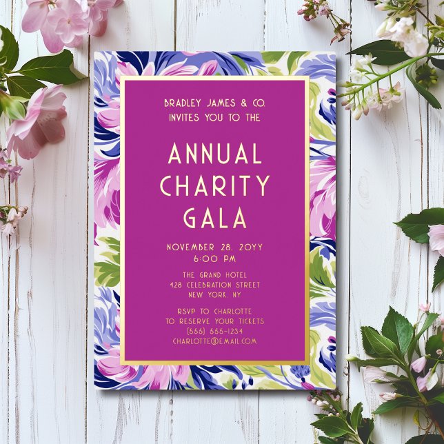 Elegant Pink Blue Floral Charity Event Gala Party (Creator Uploaded)