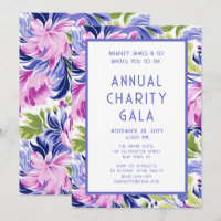 Elegant Pink Blue Floral Charity Event Gala Party