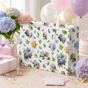 Elegant Pink Blue Hydrangea Garden Large Gift Bag