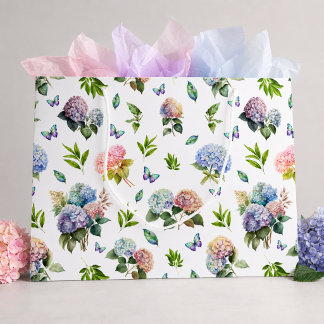 Elegant Pink Blue Hydrangea Garden Large Gift Bag