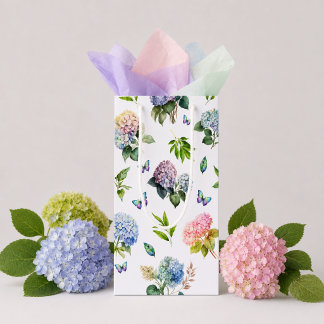 Elegant Pink Blue Hydrangea Garden Small Gift Bag