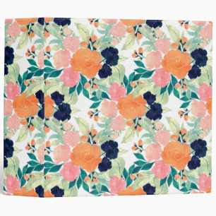 Elegant Pink Blue & Orange Floral Watercolor paint Binder