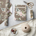 Elegant Pink Blush Eucalyptus Brown Wrapping Paper<br><div class="desc">Gorgeous pink and blush coloured flowers with greenery accents along with some pretty eucalyptus on a brown background.  So pretty for bridal shower or wedding or any occasion.  Just gorgeous and so elegant.</div>