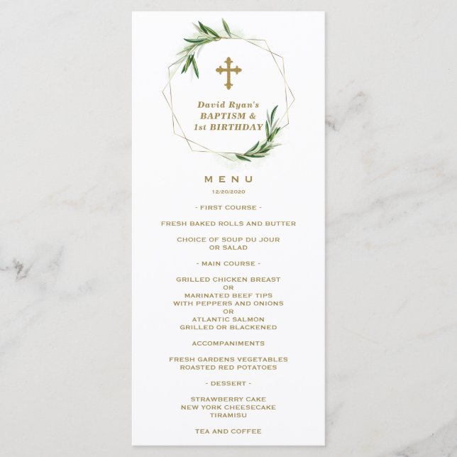 Elegant Pink Blush Floral 1st Birthday & Baptism Menu (Front)