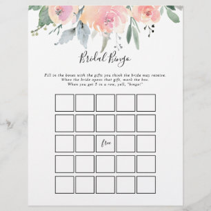 Elegant Pink Blush Floral Bridal Bingo Game