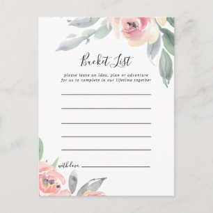 Elegant Pink Blush Floral Bucket List Cards