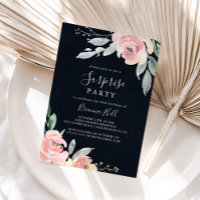 Elegant Pink Blush Floral Surprise Party Invitatio