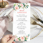 Elegant Pink Blush Flowers Wedding Dinner Menu<br><div class="desc">For further customization,  please click the "customize further" link and use our design tool to modify this template.</div>