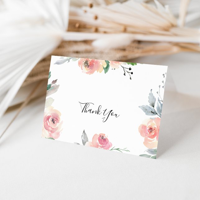 Elegant Pink Blush Folded Wedding Thank You Card (Creator Uploaded)