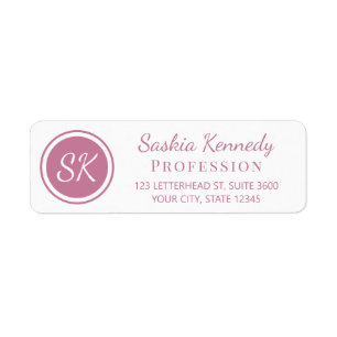 Elegant Pink Blush Monogram Return Address Label
