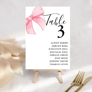 Elegant Pink Blush Ribbon Bridal shower Wedding Table Number