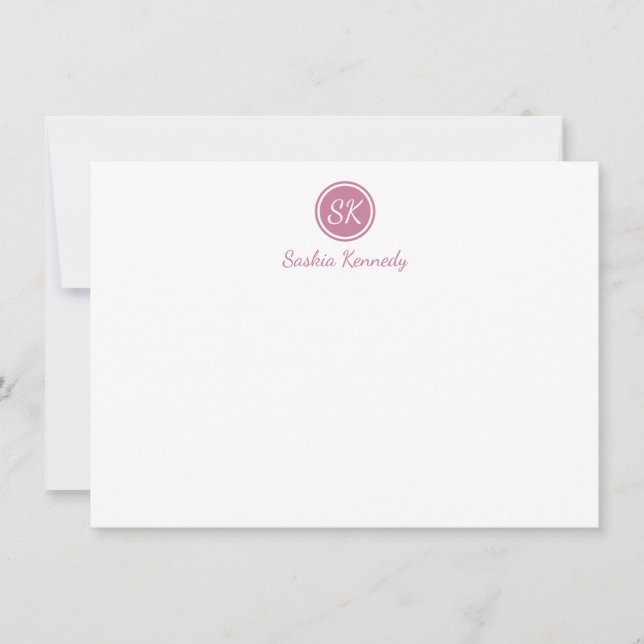Elegant Pink Blush Script Monogram Professional Card (Front)