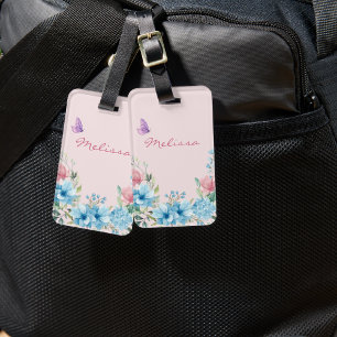 Elegant Pink Blush Spring Floral Luggage Tag