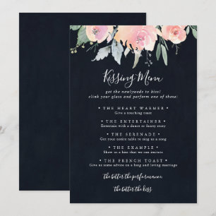 Elegant Pink Blush Wedding Kissing Menu Game Card