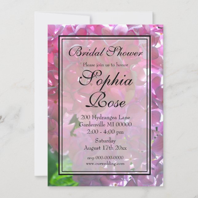 Elegant pink boho florals flowers bridal shower  invitation (Front)