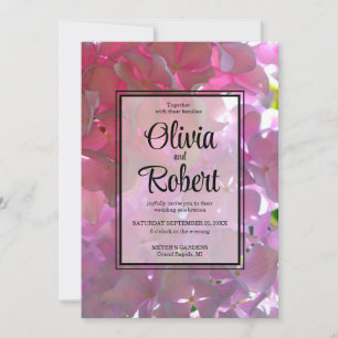 Elegant pink boho florals flowers hydrangeas invitation