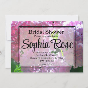 Elegant pink boho florals flowers hydrangeas invitation