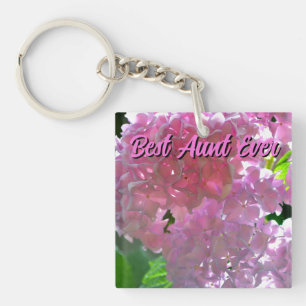Elegant pink boho florals flowers hydrangeas keychain