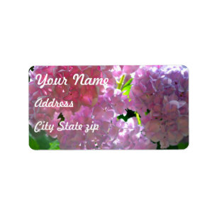 Elegant pink boho florals flowers hydrangeas label