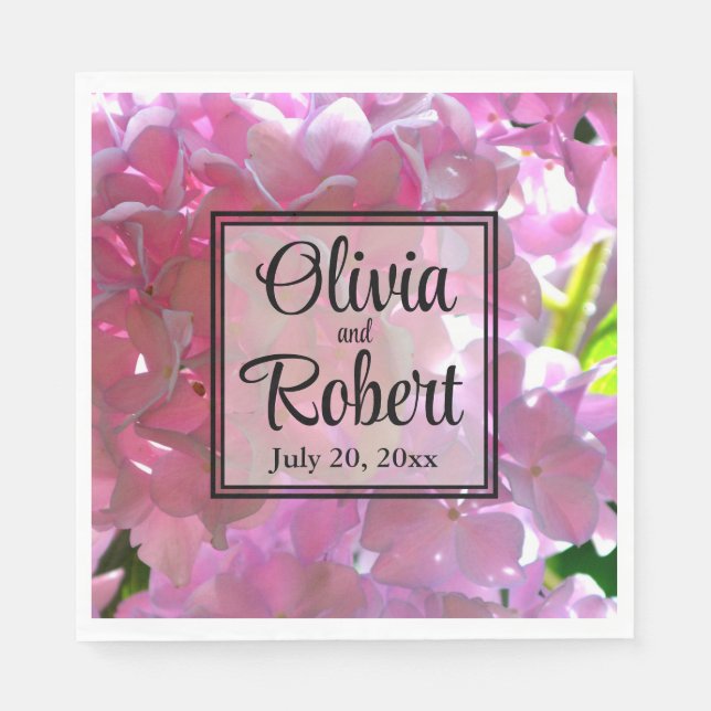 Elegant pink boho florals flowers hydrangeas napkin (Front)
