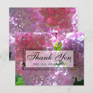 Elegant pink boho florals flowers hydrangeas thank you card