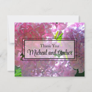 Elegant pink boho florals flowers hydrangeas thank you card