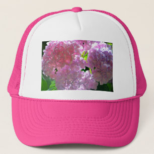 Elegant pink boho florals flowers hydrangeas trucker hat