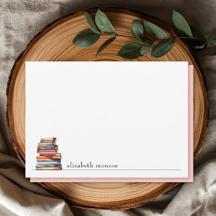 Elegant Pink Book Lover's Personalized Card