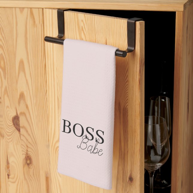 Élégant Pink Boss Babe Serviette de cuisine (Pliage en tiers)