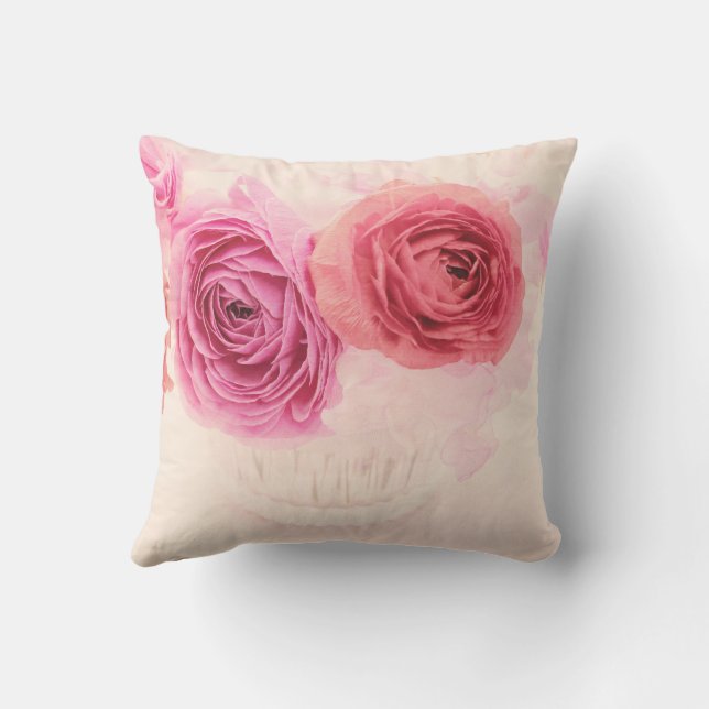 Elegant pink bouquets throw pillow (Back)