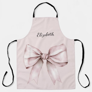Elegant pink bow Aesthetic coquette   Name Apron