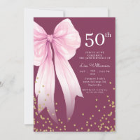 Elegant Pink Bow and Gold 50th Birthday Party 