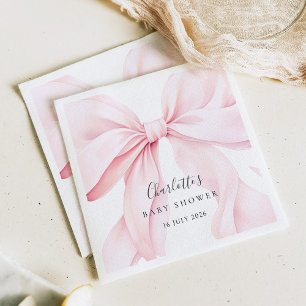 Elegant Pink Bow Baby Bridal Shower Napkin