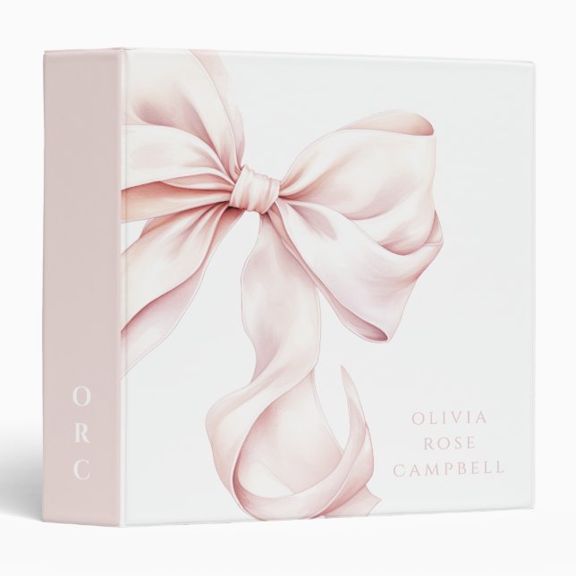 Elegant Pink Bow Baby Girl Binder (Front/Spine)