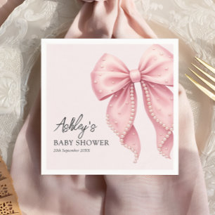 Elegant Pink Bow Baby Shower Napkin