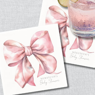 Elegant Pink Bow Baby Shower Napkin