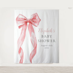 Elegant Pink Bow Baby Shower Photo Backdrop Tapestry