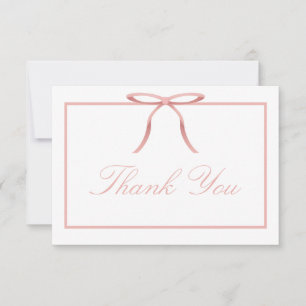 Elegant Pink Bow Baby Shower Thank You Card