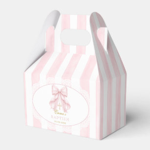 Elegant Pink Bow Baptism Favor Box