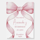 Elegant pink bow birthday welcome 