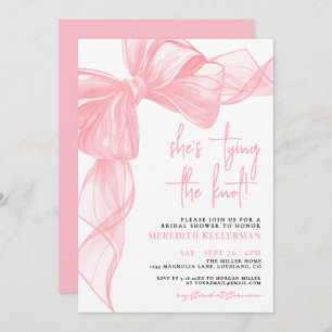 Elegant Pink Bow Bridal Shower Invitation