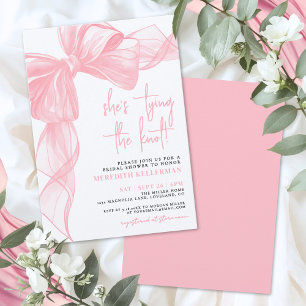 Elegant Pink Bow Bridal Shower Invitation