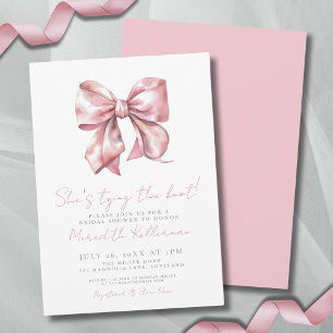 Elegant Pink Bow Bridal Shower Invitation