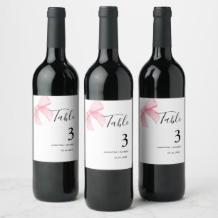 Elegant Pink Bow Bridal shower  Wedding Wine Label