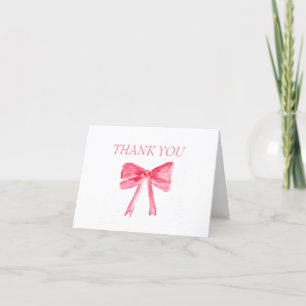 Elegant Pink Bow Coquette Baby Shower Thank you  Card