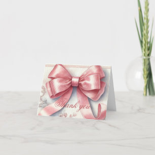 Elegant Pink Bow Coquette Baby Shower Thank you  Card