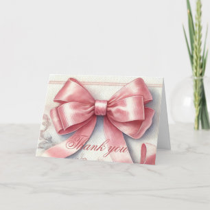 Elegant Pink Bow Coquette Baby Shower Thank you  Card